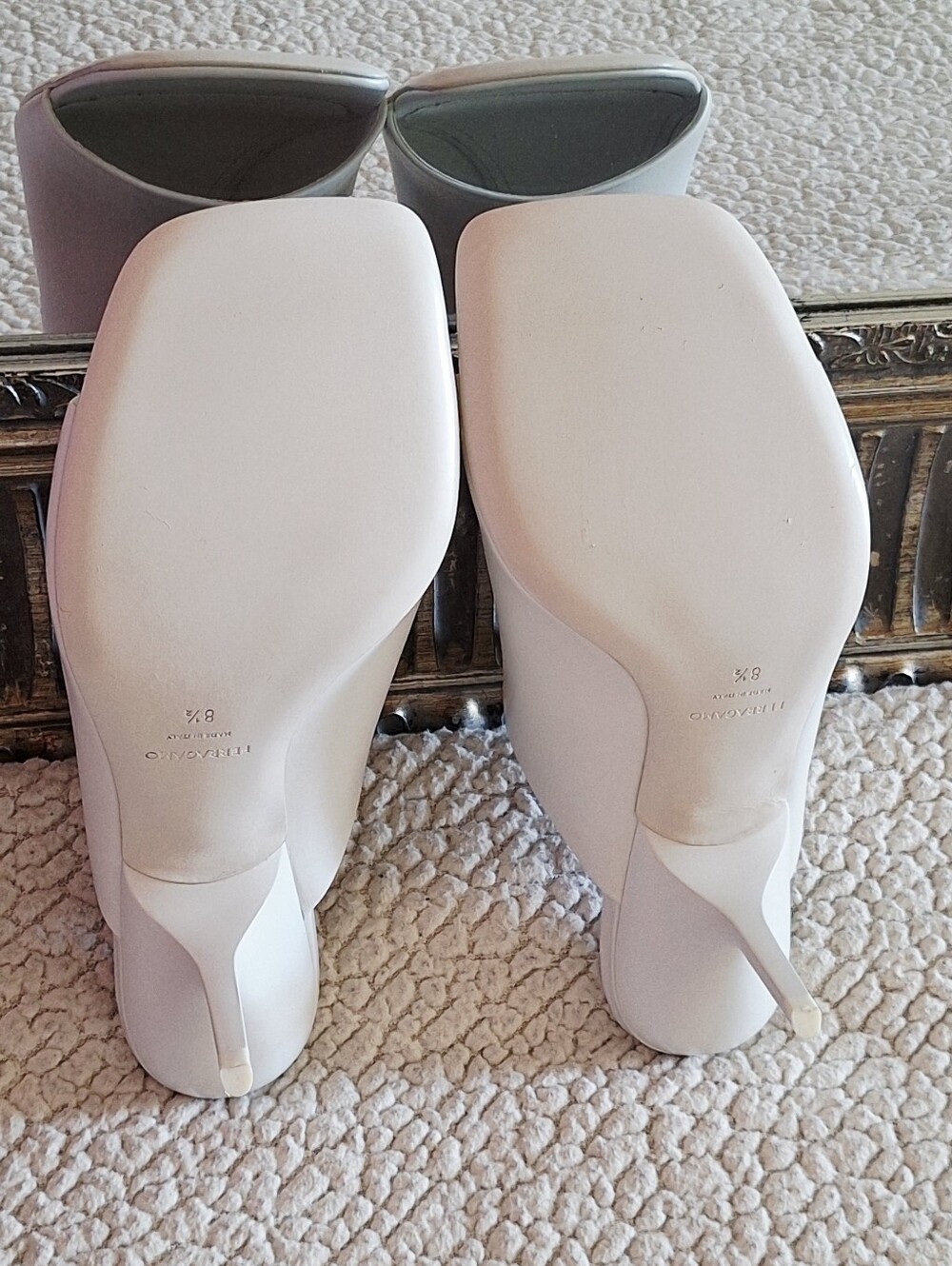 FERRAGAMO Era Leather Slide Sandals Mules White Women's US 8.5 Org $1,090 - Picture 10 of 16